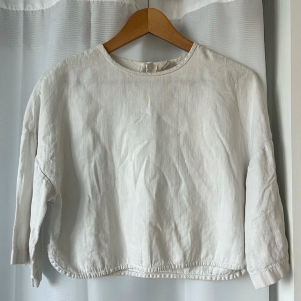 Beaton Linen utility crop T-shirt in white xs